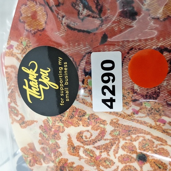 Entro Red Orange Paisley Print Hippie Bohemian Wide Sleeve Fringe Hem Kimono -M - Picture 12 of 12